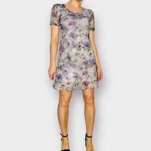 90s Dressbarn Gray‎ and Lavendar Dress